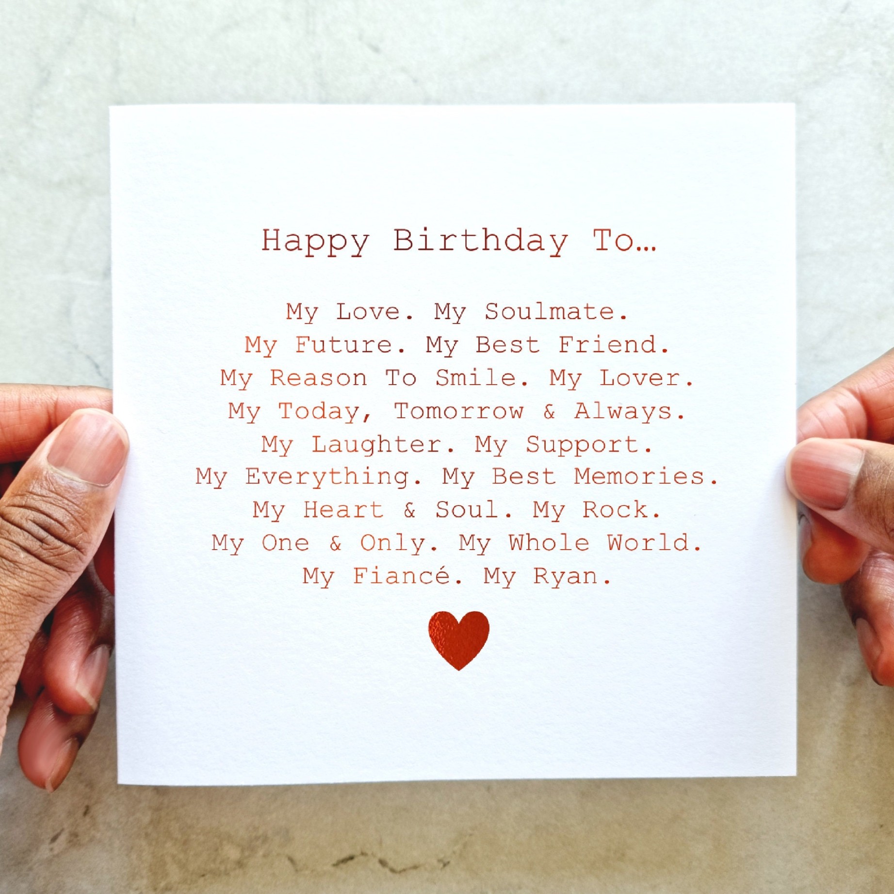 Personalised Fiancé Birthday Card Birthday Poem Card For Fiancé