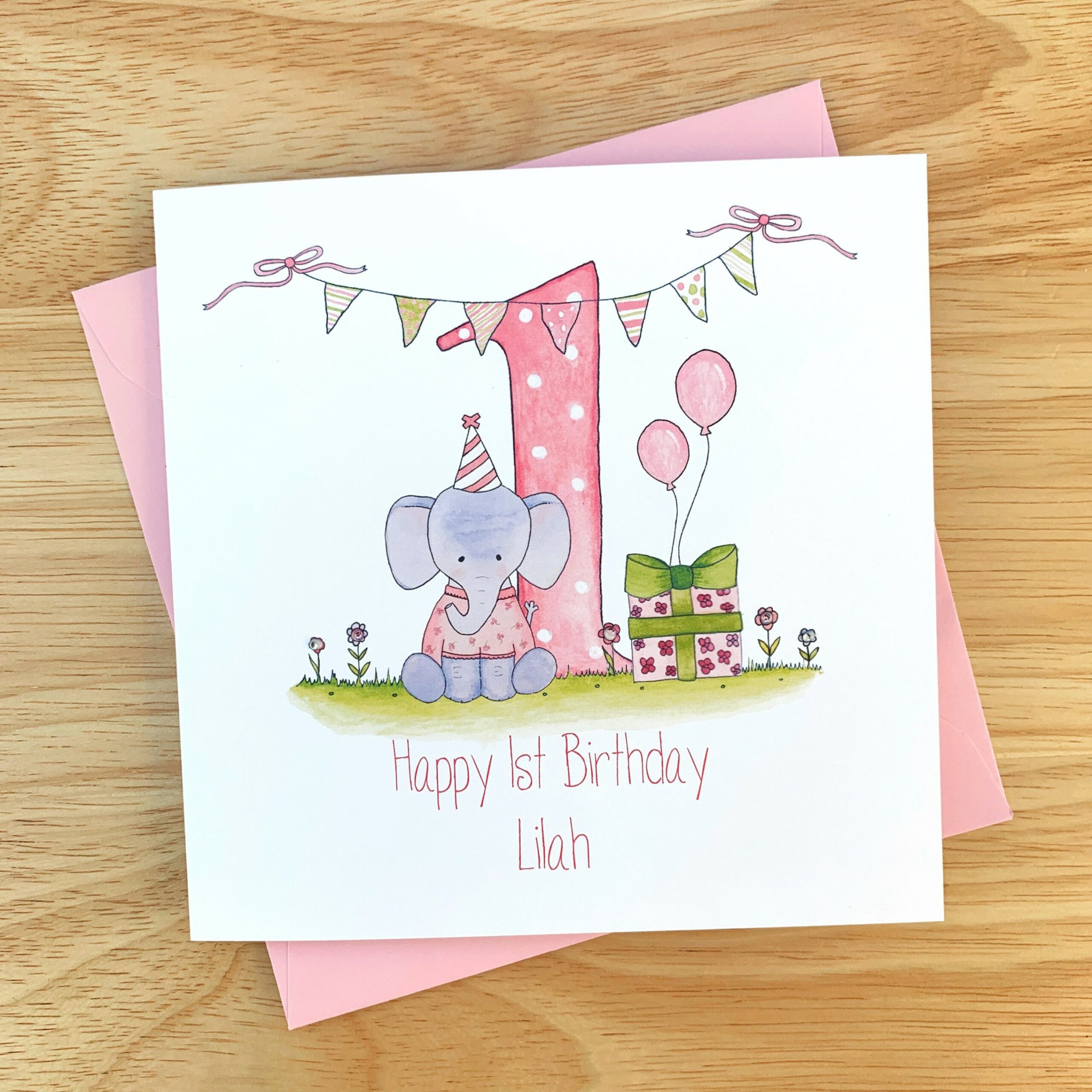 Personalised Girls First Birthday Card - Personalised st Birthday Card for a girl - Girls st Birthday Cards