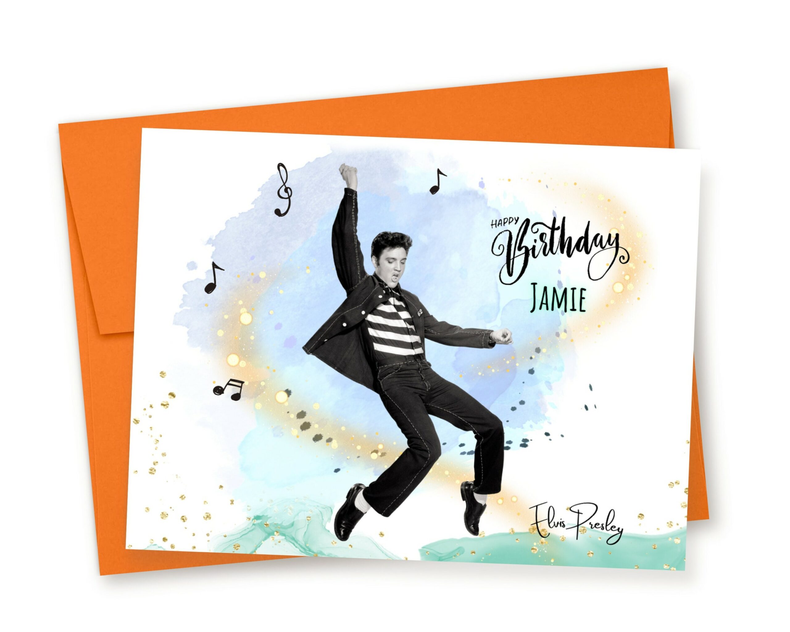 Personalized Elvis Birthday Card, Rock and Roll Birthday Card