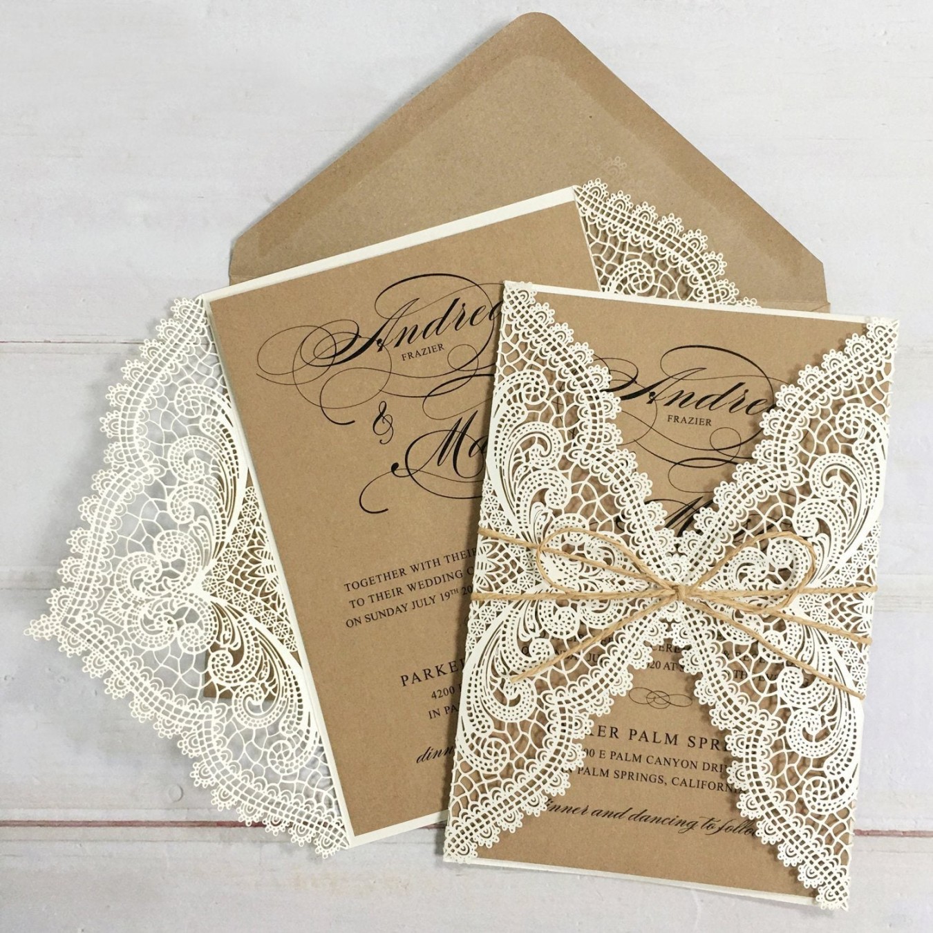 Picky Bride Vintage Hochzeitseinladungen mit Umschlägen aus Kraftpapie