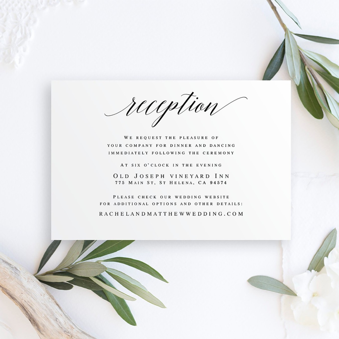 Reception card template Wedding insert templates Editable pdf