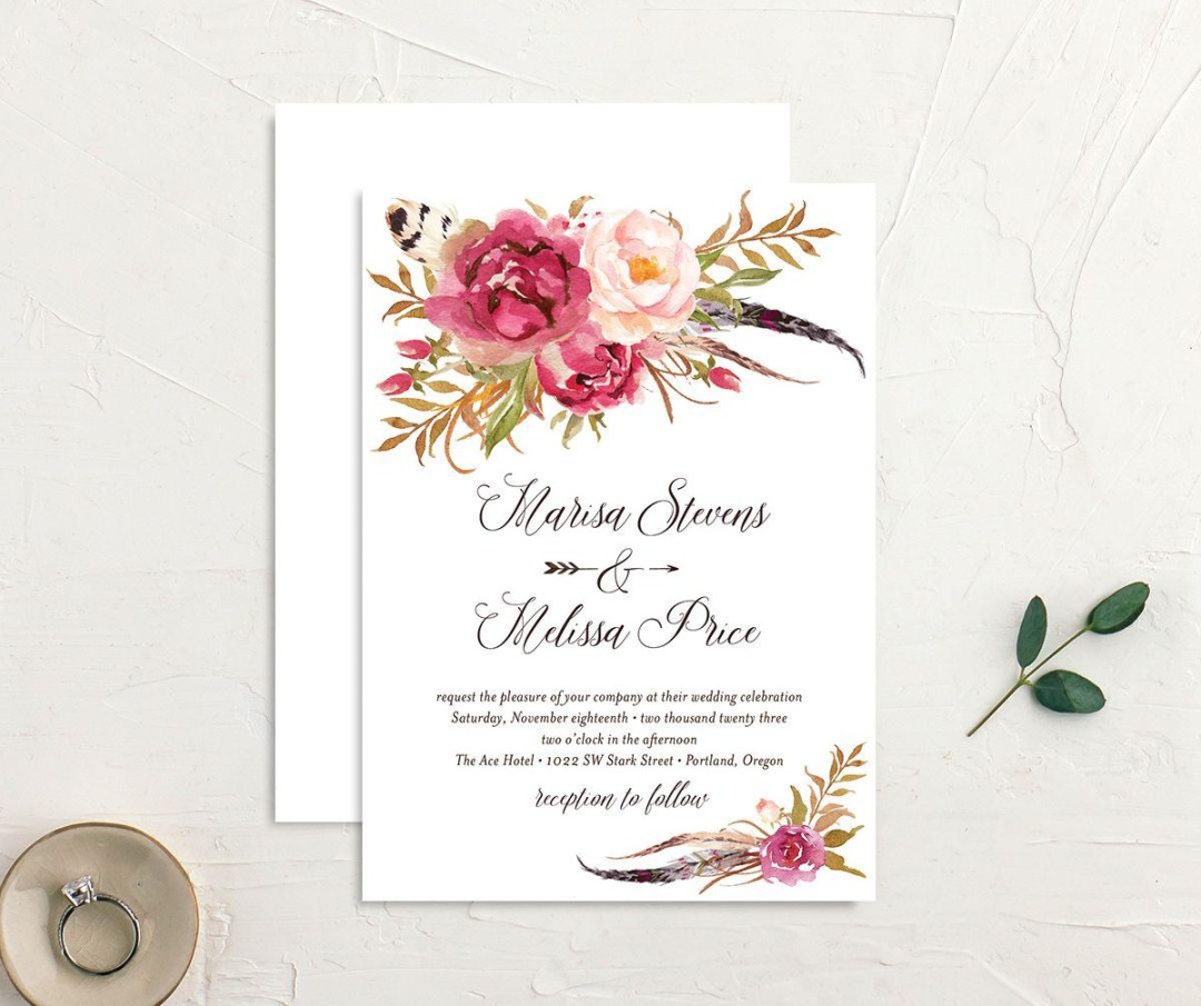 Romantic Floral Wedding Invitations