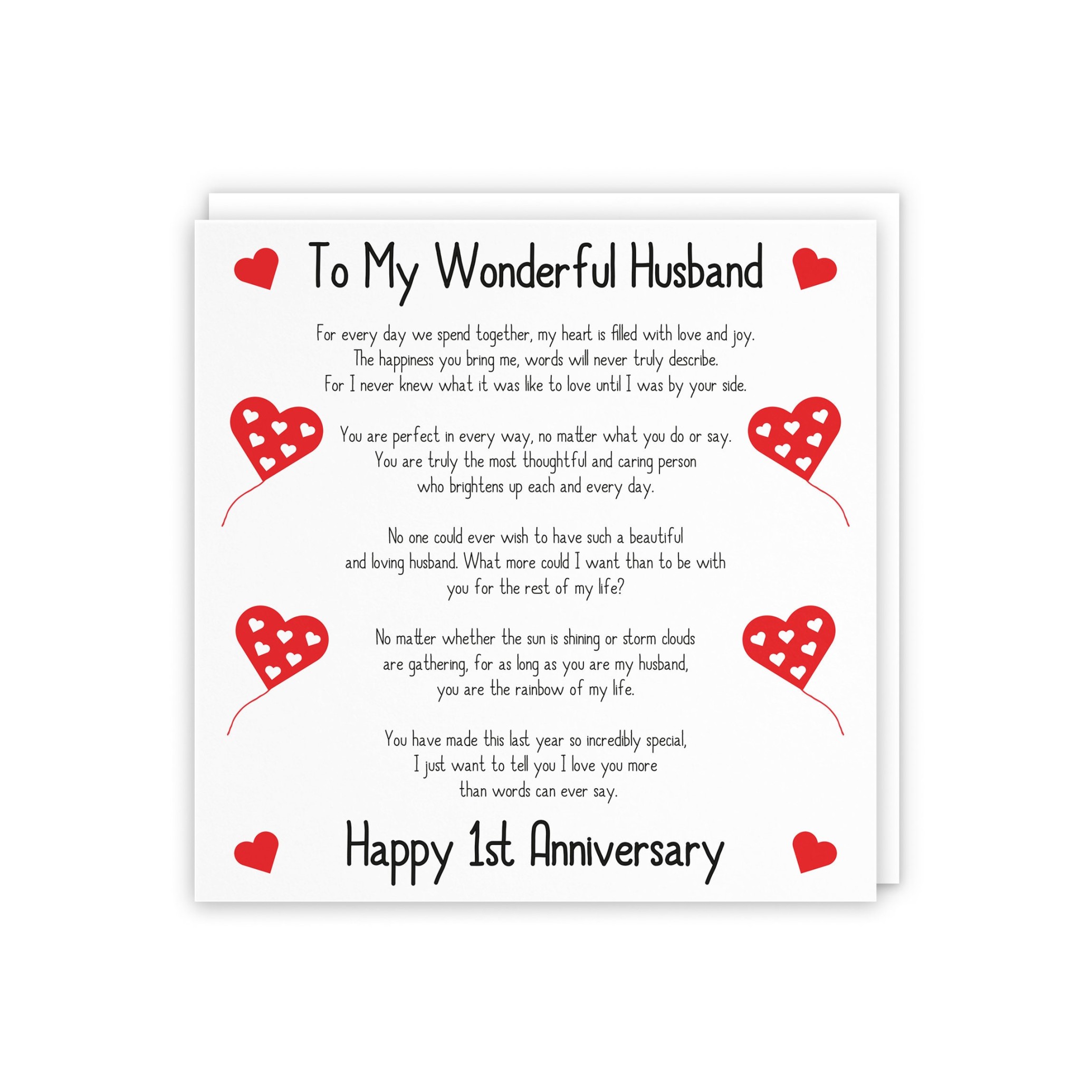 Romantic Husband st Wedding Anniversary Love Verse Card To My