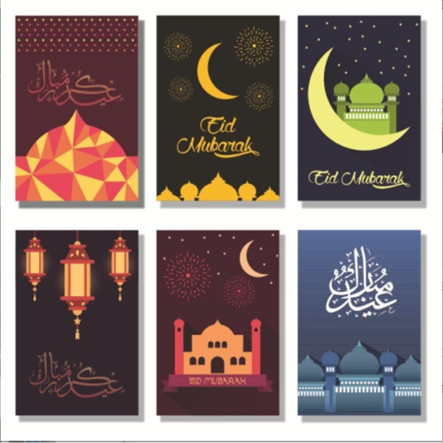 Set Eid Mubarak Cards Envelopes Ramadan Greeting Cards Islam