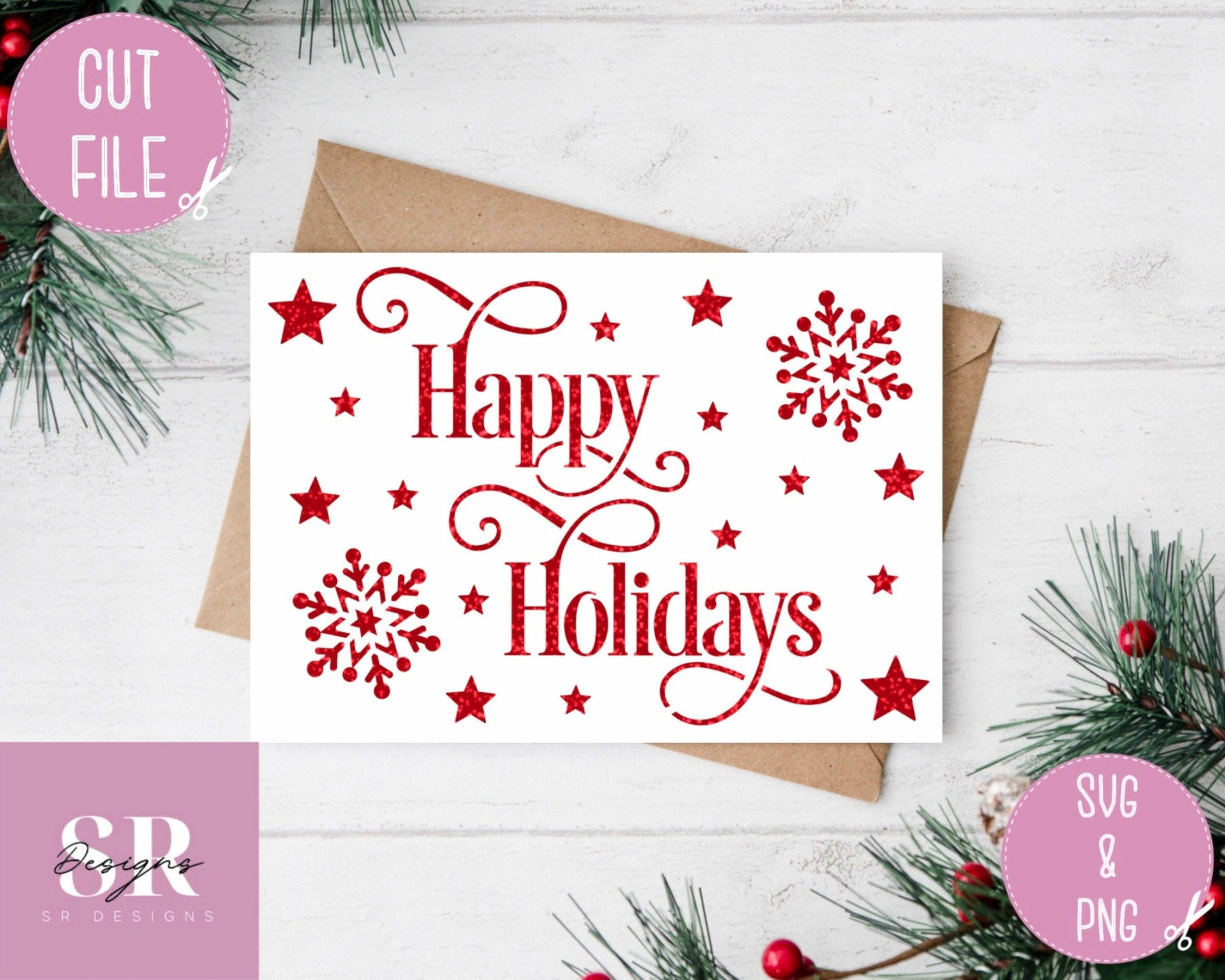 SVG: Happy Holidays Christmas Card. Christmas Card Svg