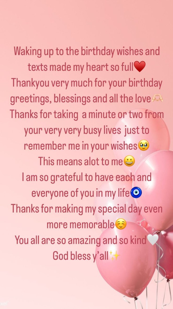 Thank you message for birthday wishes