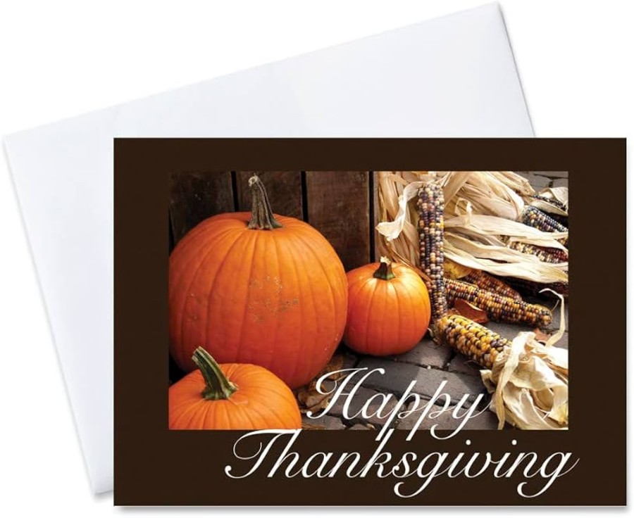 Thanksgiving Greeting Cards - th Business Greeting Card With Pumpkins And Case Corn Box Set Has Greeting Cards And White Gold Foil Lined