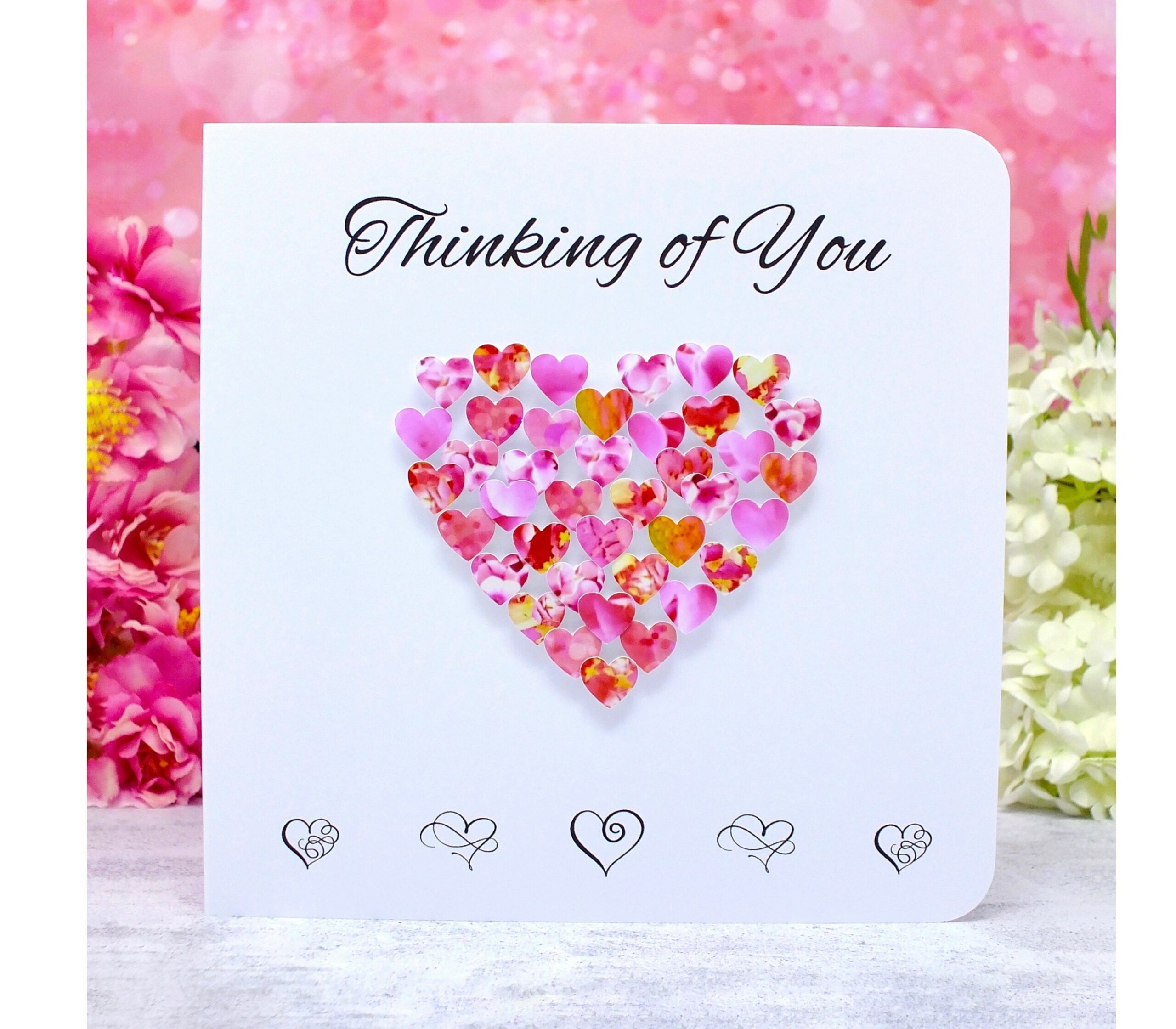 Thinking of You Card, Handmade Heart Cards Personalised with a