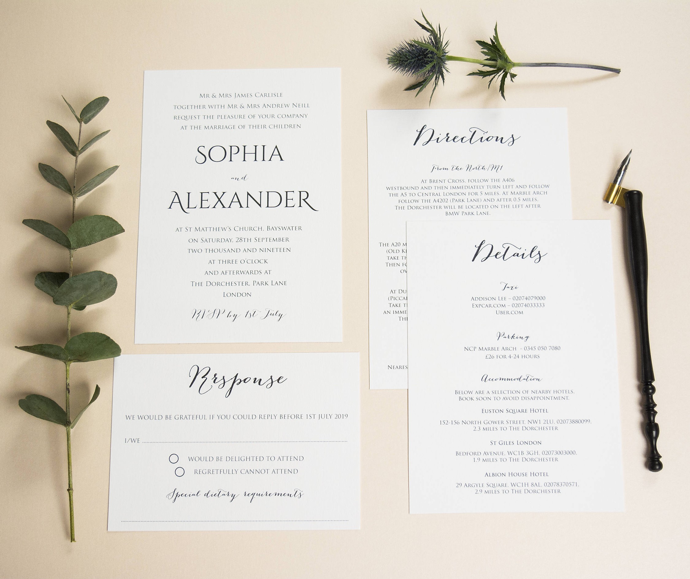 Traditional simple wedding invitations / modern classic wedding