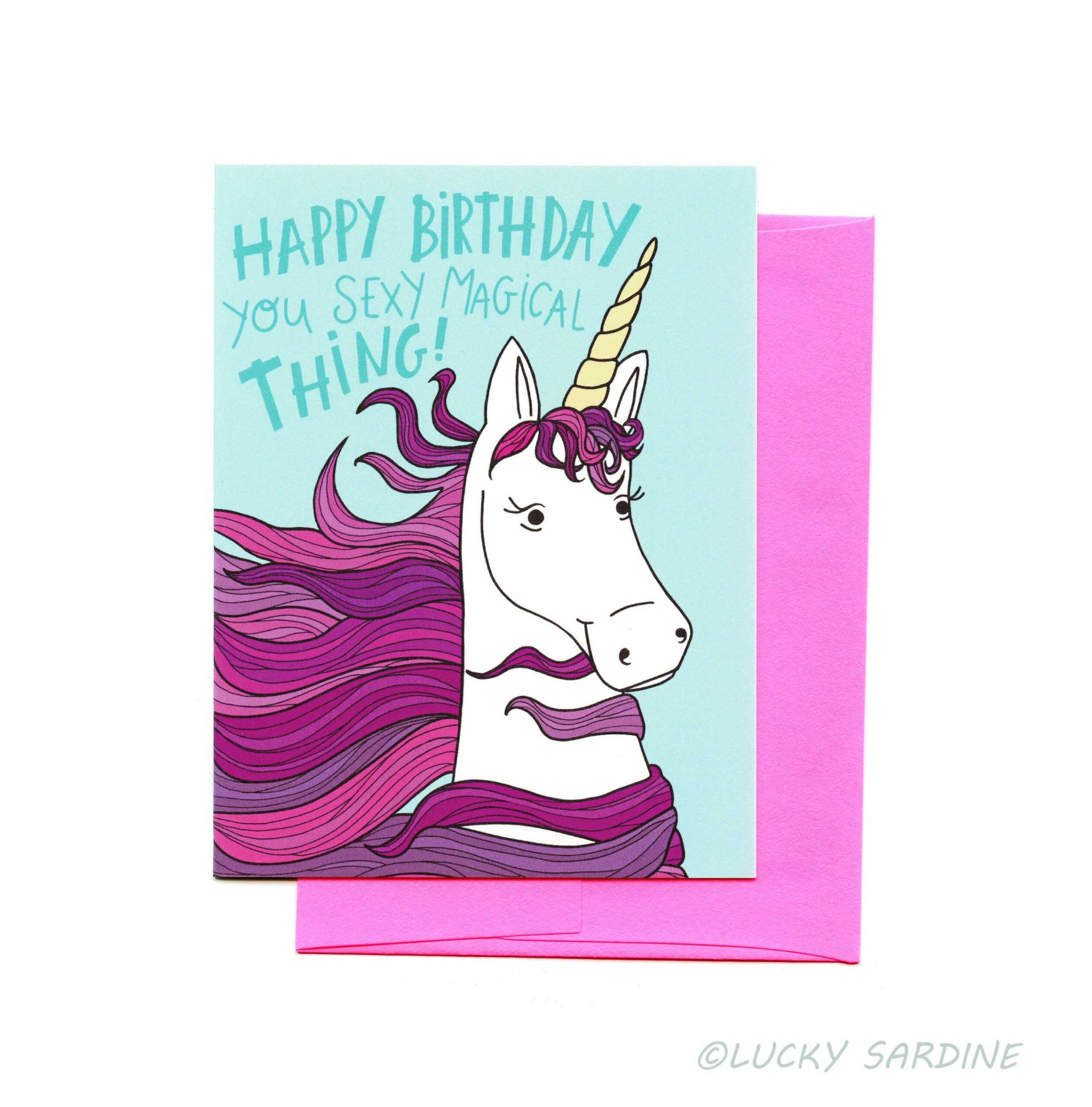 Unicorn Birthday Card, Funny Birthday card, Magical Unicorn card, Happy  Birthday Magical Thing, Sexy Birthday Card