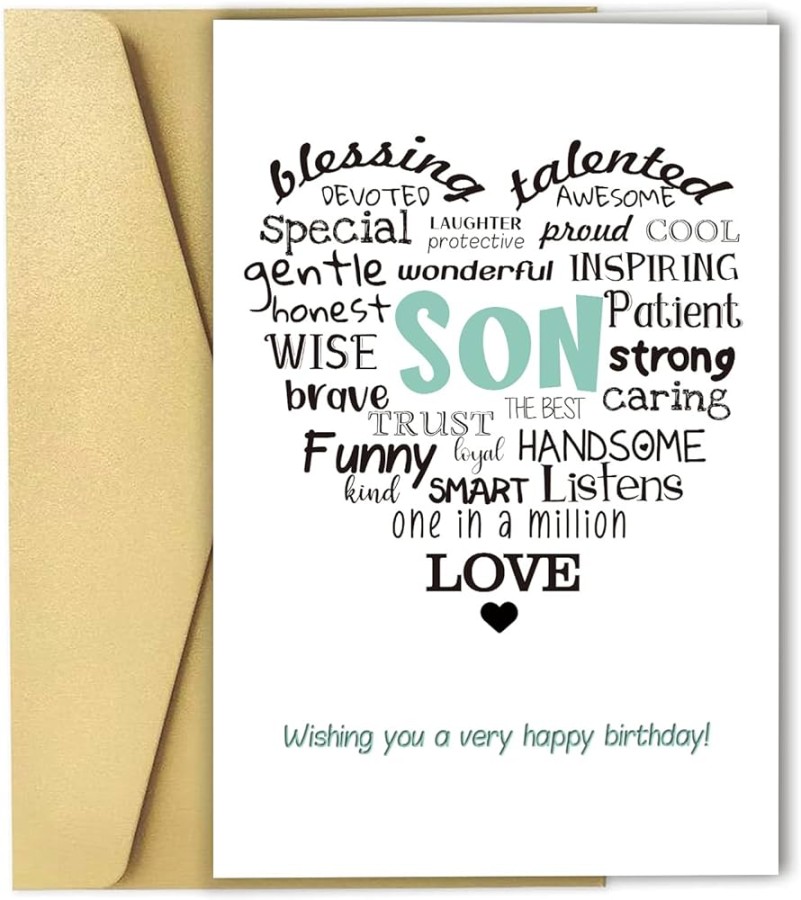 Unique Son Birthday Card, Praise Son Birthday Card from Parents, Wishing You A Very Happy Birthday Card