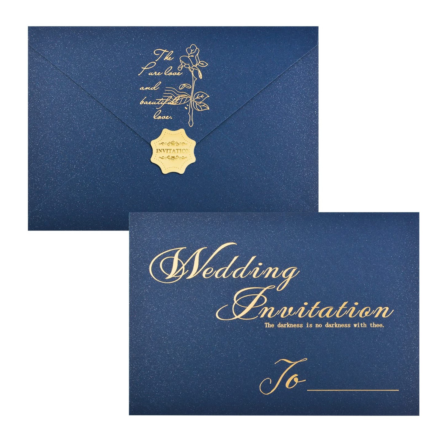 URROMA Dark Blue Wedding Invitation Envelopes, Pieces Pearl Invitation Envelopes with Seal Stickers, Envelopes for Wedding Invitations, x Inch