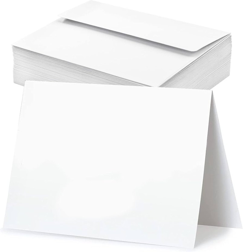 VANRA White Blank Greeting Cards with Envelopes,  Pieces White Card with  A Envelopes, Self Adhesive for DIY Thank You Cards, Wedding Invitations,