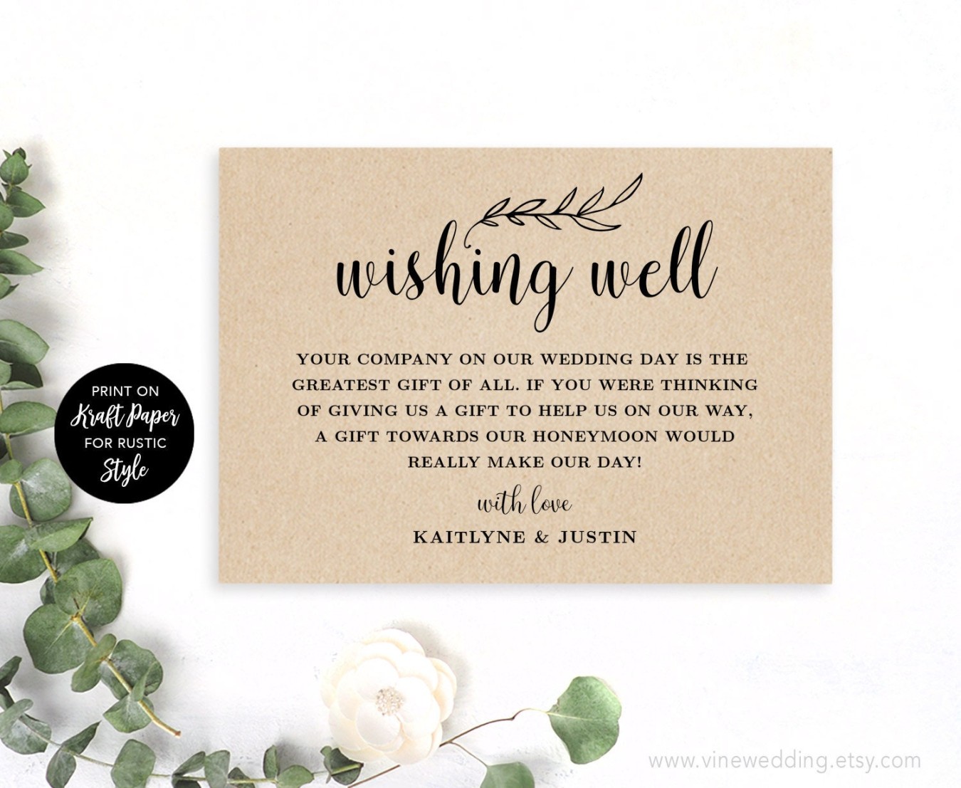 Wishing Well Card Template, Printable Wedding Wishing Well Card