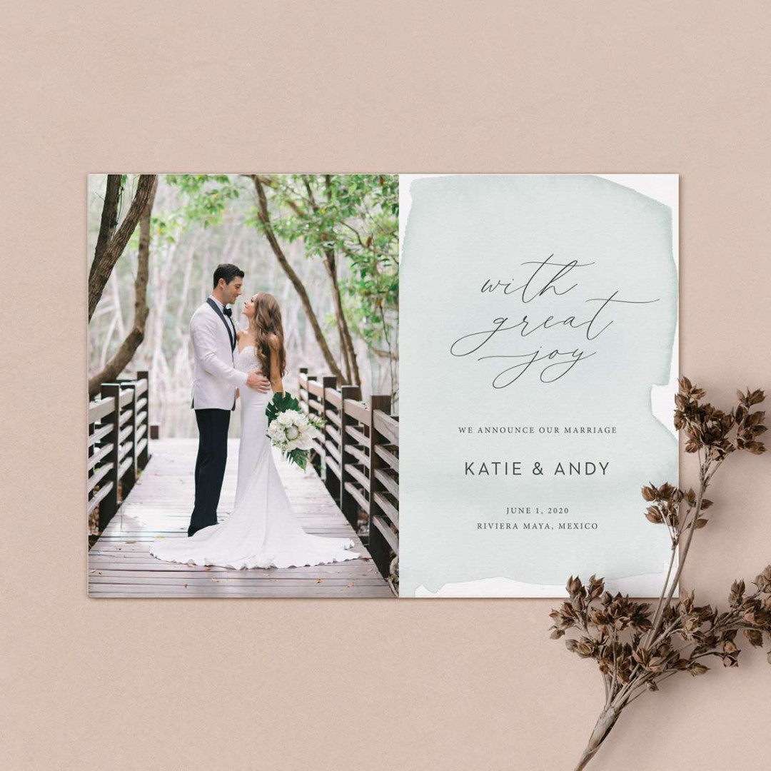 With Great Joy Wedding Announcement Card - Fine Day Press