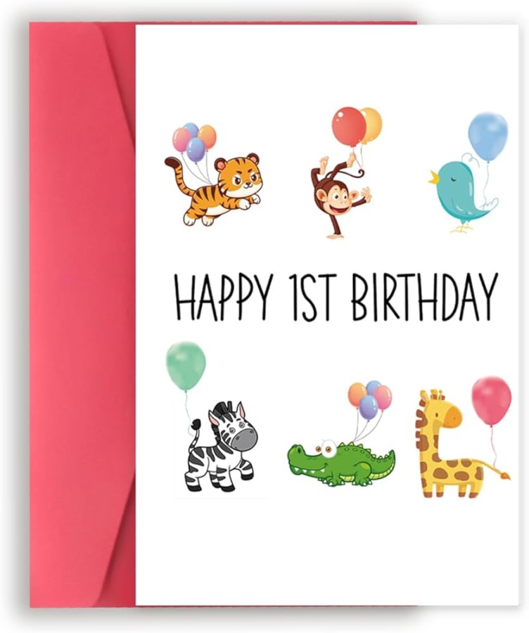 YiKaLus Happy st Birthday Card for Baby Girl Boy, Lustiges Year Old Bday Gift for Him Her, Cute First Birthday Card for Daughter Son, Great