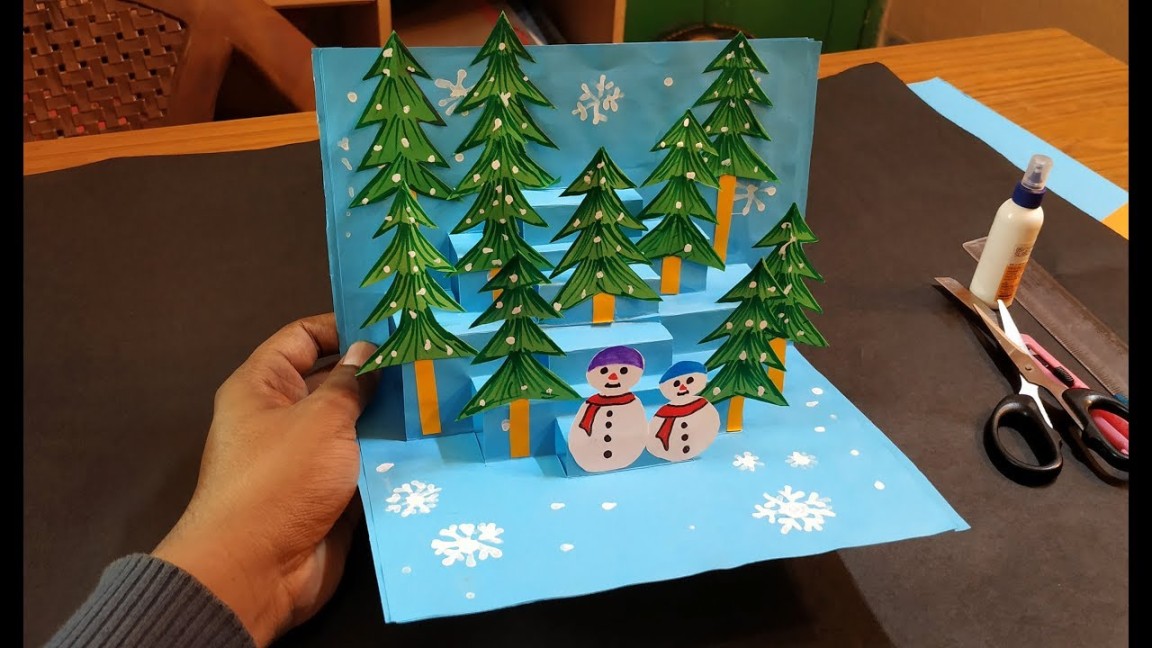 D Christmas Pop Up Card  How to make a D Pop Up Christmas Greeting Card  DIY Tutorial