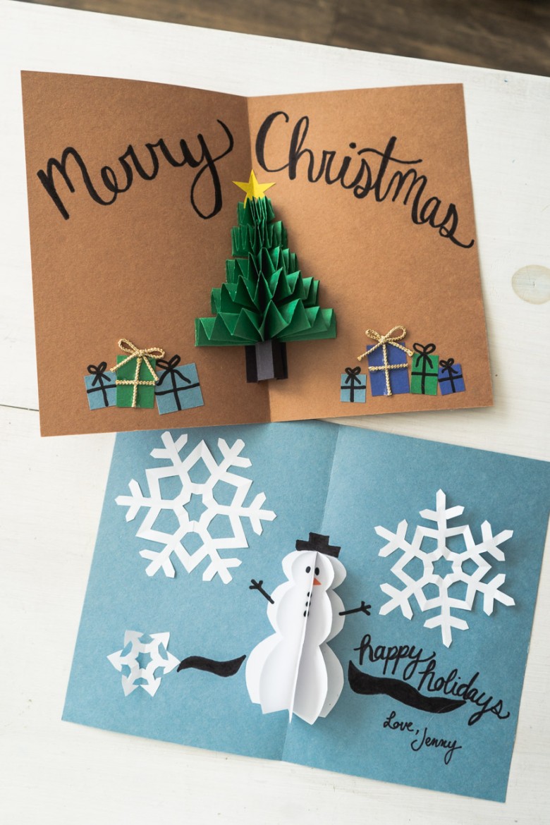 DIY Pop Up Christmas Cards ( Ways)  Tree Card & Snowman Card