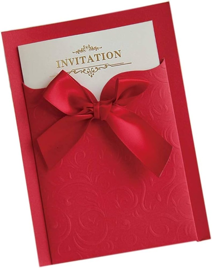 Pack of  Wedding Invitation Cards with Ribbon for Birthday