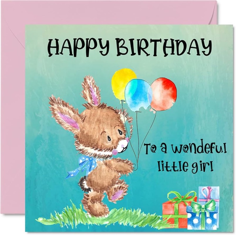 Stuff Special Birthday Card Girl - Little Girl Cute Rabbit - Happy  Birthday Card Girl, Girls Birthday Cards for Her, 15 mm x 15 mm Greeting  Card