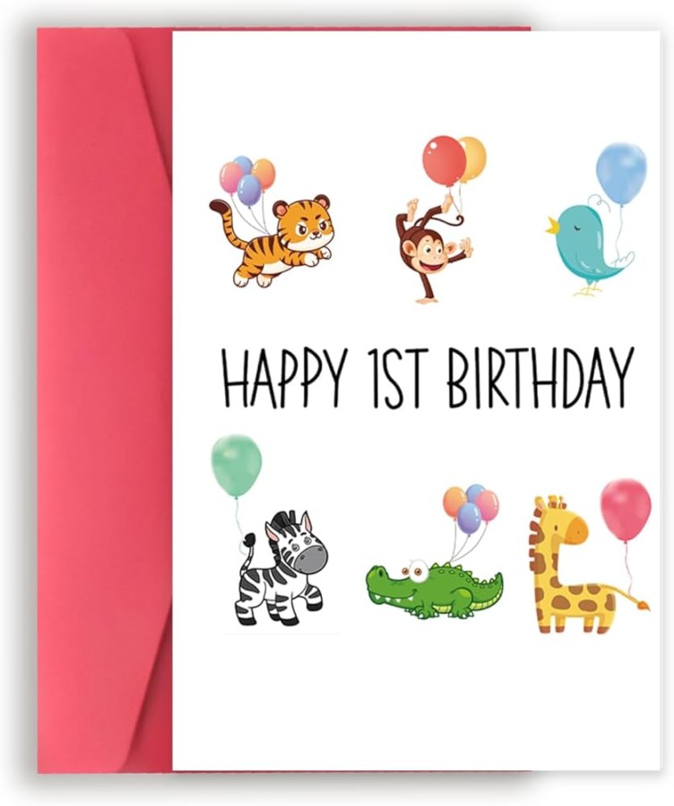 YiKaLus Happy st Birthday Card for Baby Girl Boy, Lustiges  Year Old Bday  Gift for Him Her, Cute First Birthday Card for Daughter Son, Great